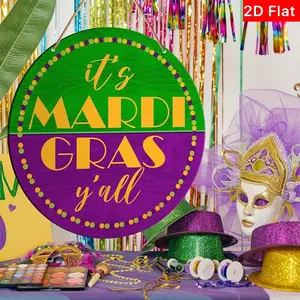 Mardi Gras Decoration Sign, Retro Wooden Plaque for Front Door Porch Home Indoor Party Decor, No Power Needed, New Orleans Fat Tuesday