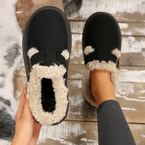 Comfy Slip-On Women's Snow Boots Thermal Lined With Adjustable Buckle Slippers