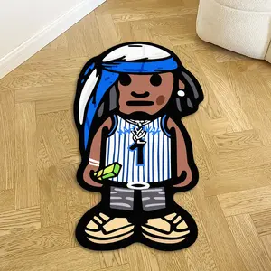 Trendy Cartoon Figure Carpet, Hip Hop Fashion Abstract Geometric Pattern Rug, Soft Fluffy Living Room Decor, Modern Bedroom Decoration, Abstract Area Rugs