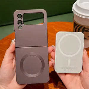 for Samsung ZFlip 4 Luxury Magnetic Matte Case for Samsung Galaxy Z Flip 6 4 3 5 7 Flip4 Wireless Charger Soft Silicone Cover