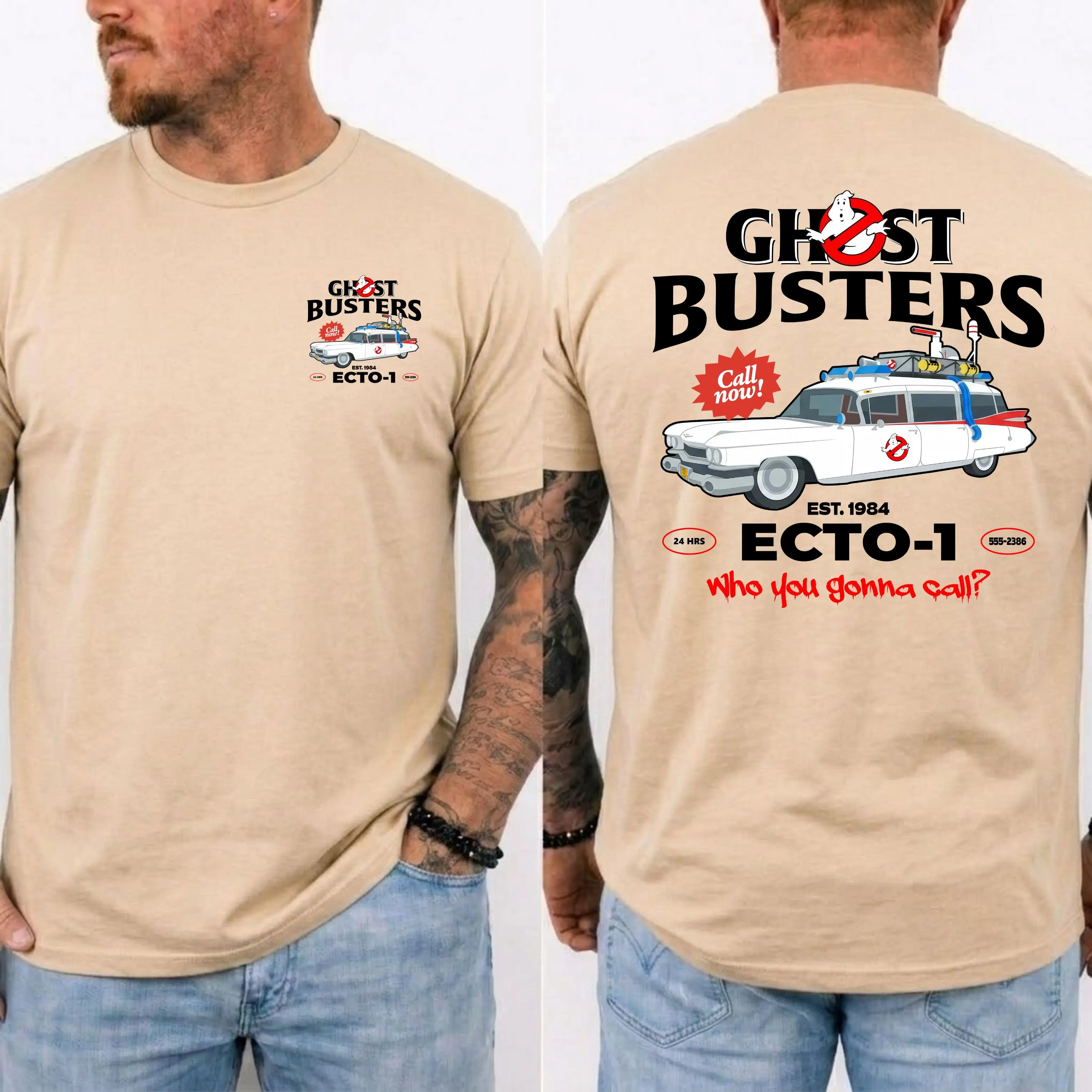 Ghostbusters ECTO-1 Graphic T-Shirt, Vintage Movie Fan Tee, Retro Halloween Shirt, Classic Comedy Film Gift, Made In USA
