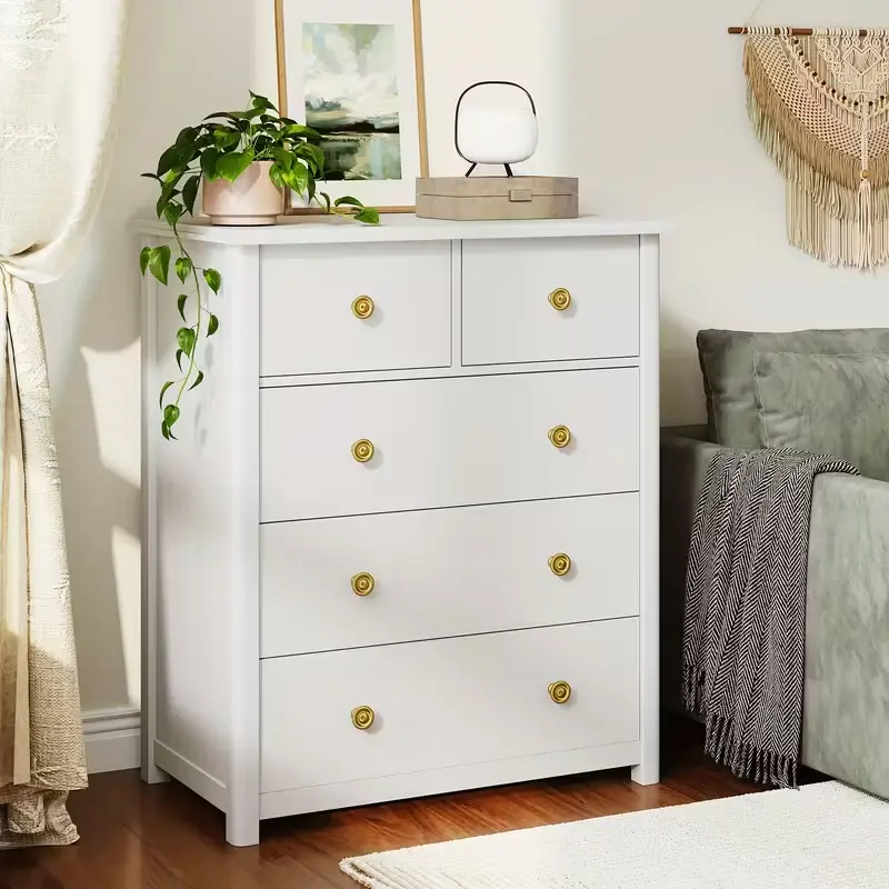 White-5 Drawers