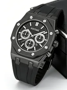 Men's Quartz Watch with Silicone Strap, Casual Analog Watch for All Seasons, Fashionable Men's Wristwatch for Any Occasion, Modern Waterproof Watch
