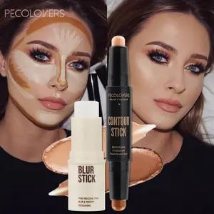 2pcs/set Double-Headed Contouring Stick, Invisible Pore Base, Dual Ended Concealer, Easy to Use, Delicate Texture, Fits Skin, Modify Face Shape, Cover Blemishes, Oil Control, Long-Lasting Highlight for Flawless Makeup