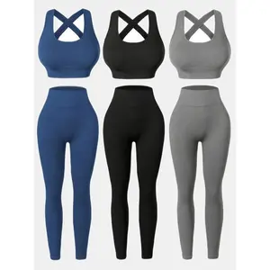3-Pack High-Waisted Women’s Yoga Legging Set with Seamless, Breathable Fabric and Built-In Bra for All-Season Wear