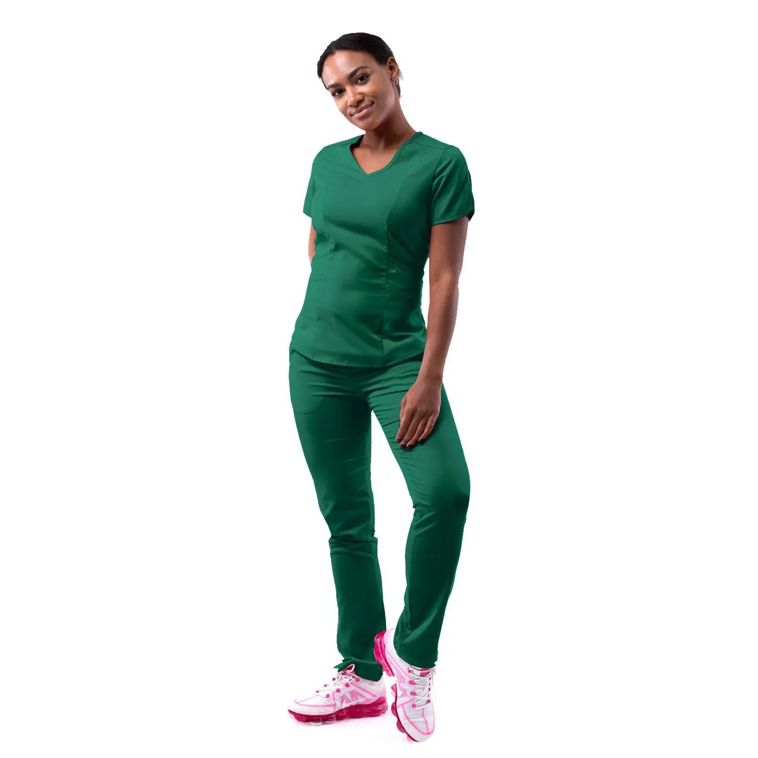 Modern V-Neck Scrub Top by Adar XXS-3XL / HUNTER GREEN