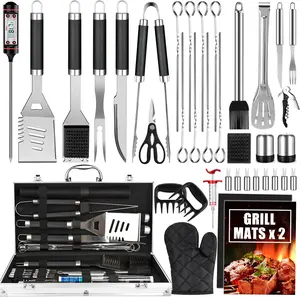 38Pcs Stainless Steel BBQ Grill Tools Set with Aluminum Case for Camping/Backyard Barbecue