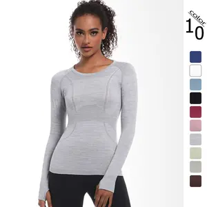New quick-dry long-sleeve women's sports running fitness breathable seamless one-piece long yoga top