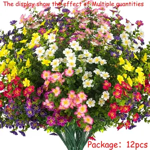 Outdoor UV-Resistant Non-Fading Realistic Fake Flowers, 12pcs Lifelike Plastic Flowers for Garden, Patio and Lawn Decor, Artificial Flowers for Outside (Mixed Colors)