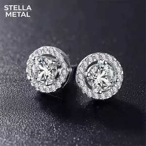 Round Stud Earrings Cubic Zirconia Jewelry Suitable for everyday wear and special occasions Unisex style Niche design Unisex cz