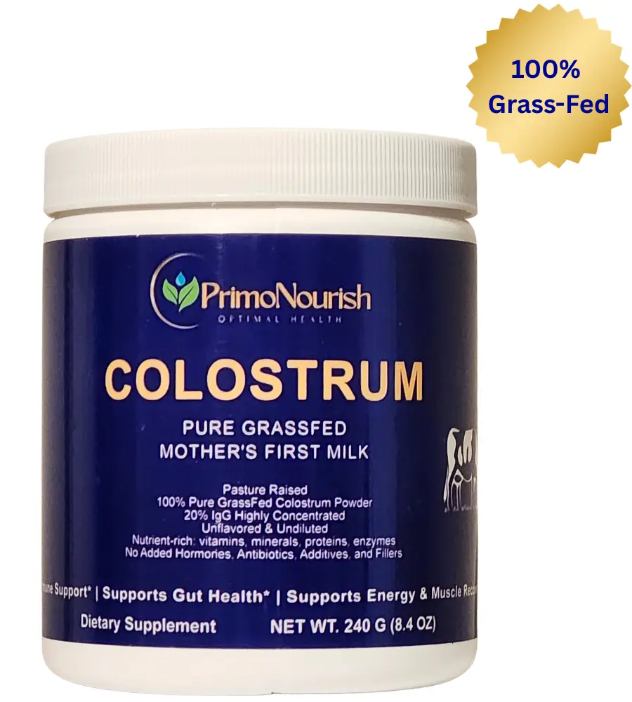 Grass-Fed, Pasture-Raised Pure Bovine Colostrum Powder for Immune & Gut Support, Energy & Recovery – 240g (240 Servings), Naturally Concentrated from Whole Colostrum, Non-GMO, Made in USA