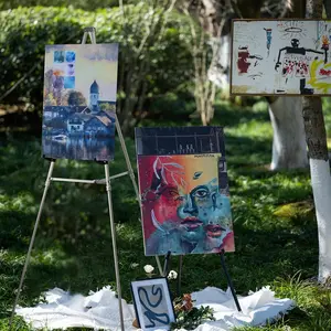 Adjustable  Display Stand - Lightweight, Portable Tripod for Canvas, Signage & Posters - Extends 36" to 66", Holds 25 lbs - Indoor & Outdoor Use (Black, Pack of 1)