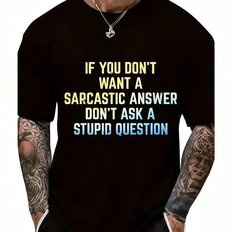 [OVER SIZE][BOLDR SHOP]Men'S Plus-Size T-Shirts, Sizes 0X-5X You Don'T Want Sarcastic Answers, Funny Sayings, Humor, T-Shirts for Men And Women Plus Size for Men Pattern T-Shirt-Casual Black T-Shirt, with Cross Print