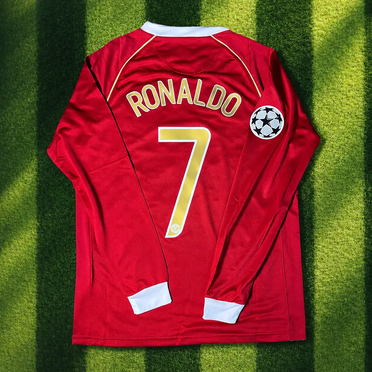 CR7 Retro Long Sleeve Jersey #7 - 2006-2007 Red and Gold, All Size S-5XL, CR7 Fans Jersey