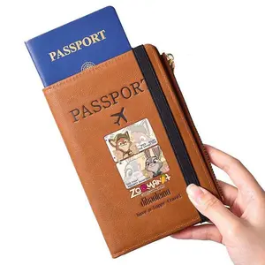 Passport Holder Cover Wallet RFID Blocking PU Leather Card Case Travel Accessories for Women Men Lightweight Portable with Elastic Strap and SIM Slots - Security