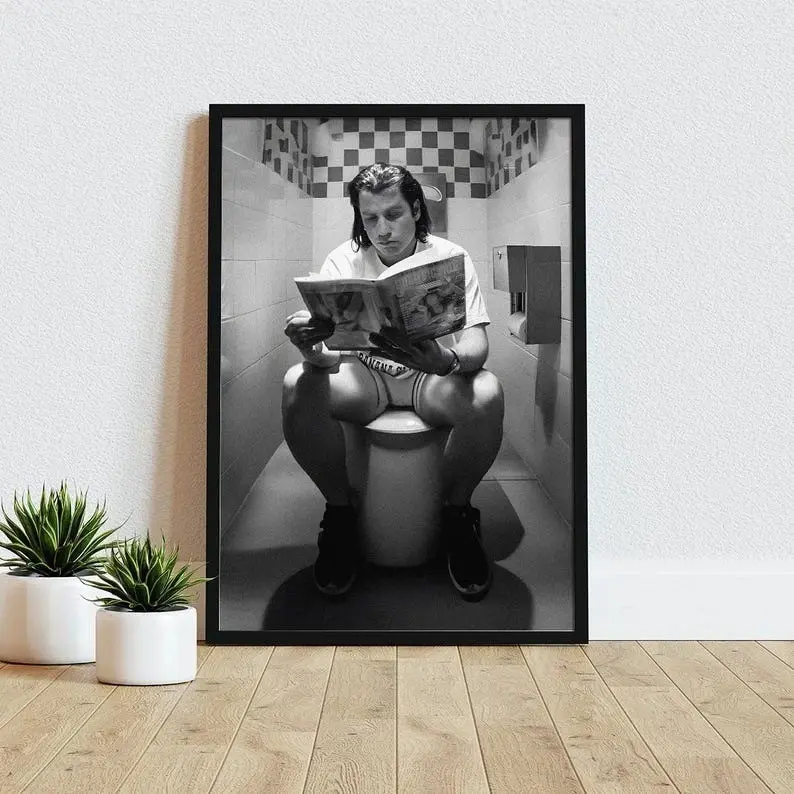 Toilet scene John Travolta, Pulp Fiction, 1994 Movie Poster, Vintage