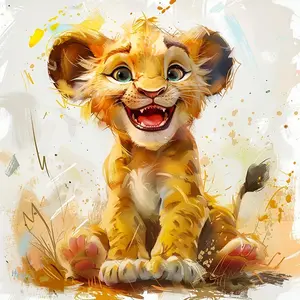 Cartoon Lion King Pattern DIY Diamond Arts Colorful Painting Kit without Frame, DIY 5D Diamond Arts Colorful Painting Kit, Wall Art Decor for Home, Animals