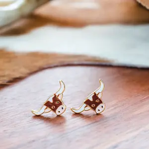 Texas Longhorn Enamel Earrings