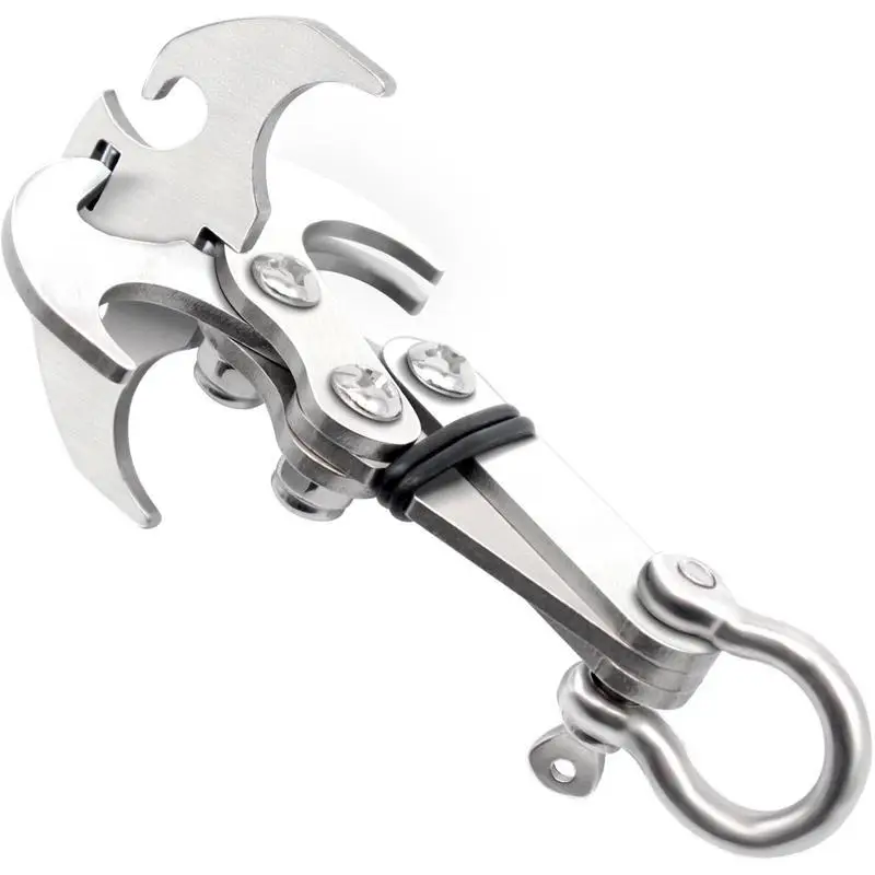 Stainless Steel Gravity Grappling Hook, Multifunctional Tool for Rock Climbing, Survival, and Emergency Situations, Foldable and Portable Carabiner