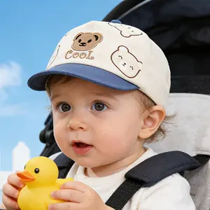 1pc baseball cap, cute cartoon bear pattern, with a soft brim, lightweight, suitable for Children outdoor play, walking, and traveling