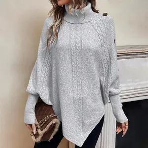 Womens' Turtleneck Long Sleeve Cable Knit Sweaters