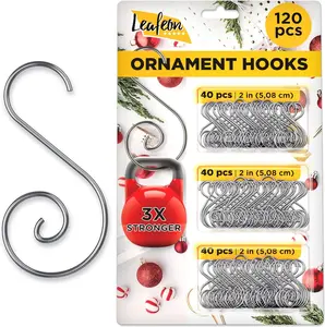 120 Pack Christmas Ornament Hooks – Perfect Ornaments Hooks for Christmas Tree Decoration – Silver S-Shaped Christmas Ornament Hangers