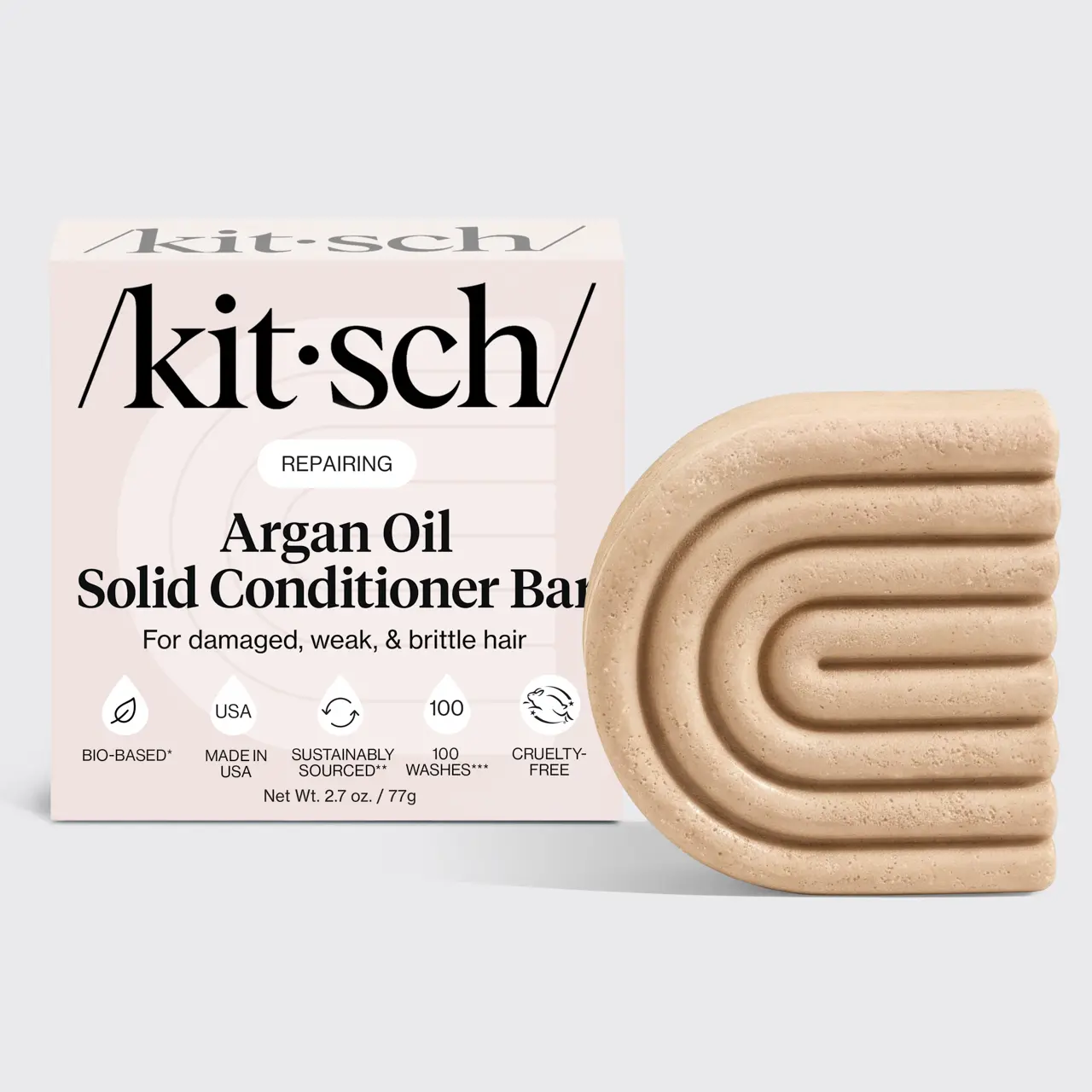 Kitsch Repairing Argan Oil Solid Conditioner Bar for Hair Care – Vegan, Made in USA, Paraben-Free for Damaged, Weak, and Brittle Hair, 2.7 oz