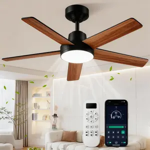 Ceiling Fans with Lights and Remote, Low Profile Ceiling Fan with Light, APP, 6 Speed, Dimmable, DC Motor, Quiet, Timer, Flush Mount Modern Ceiling Fan for Bedroom Living Room