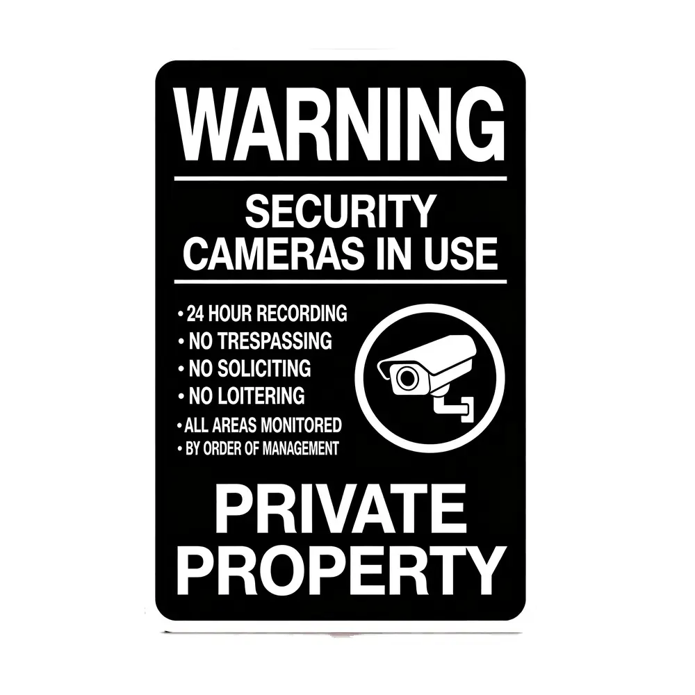 8x12in Aluminium Security Camera In Use Warning Sign, Home Decor Private Property No Trespassing Metal Plaque