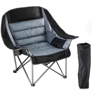 Folding Camping Chair with 2 Cup Holders, Built-In Cooling Bag & Large Rear Mesh Pocket, Portable Outdoor Chair with Carry Bag for Concert Glamping Picnic