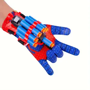 Blue Novelty Spider Web Shooter Wrist Gloves - Soft Bullets Launcher Toy for Active Play, Cosplay