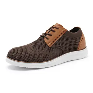 Men's Fashion Dress Sneakers Business Oxfords Comfortable Casual Walking Shoes Lightweight Mesh Breathable Tennis Shoes Brown Boy Footwear