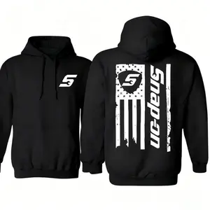 Snap-on Hoodie - 2-Sided American Flag and Tool Graphic - Durable Pullover - Trendy Men's & Women's Top Tshirt, Hoodie and Sweatshirt