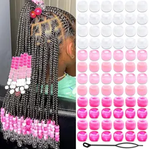 90Pcs Gradient Rose Red Round Hair Beads for Kids Girls Cute Hair Beads for Braids Small Pony Beads for Hair Acrylic Dreadlock Beads Lock Braid Beads Dreadlock Accessories