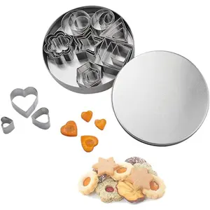 Mini Cookie  Shapes Set - 24 count Stainless Steel Metal Small Molds - Flower, Heart, , Geometric Shapes - Cut Fondant, Pastry, Mousse Cake and Clay (24pcs)