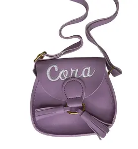 Personalized Girls Embroidered PURPLE Purse Gift Accessory PU Leather