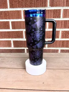 Engraved Spider Web Halloween Tumbler - Perfect for Your Halloween Party - Drinkware, Bottle