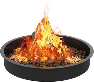 Smokeless Fire Pit Ring, 122 cm Fire Pit for Outdoor, Round Fire Bowl Garden, DIY Fire Ring for Campfire for Wood Burning, Over or in the Ground, Carbon Steel