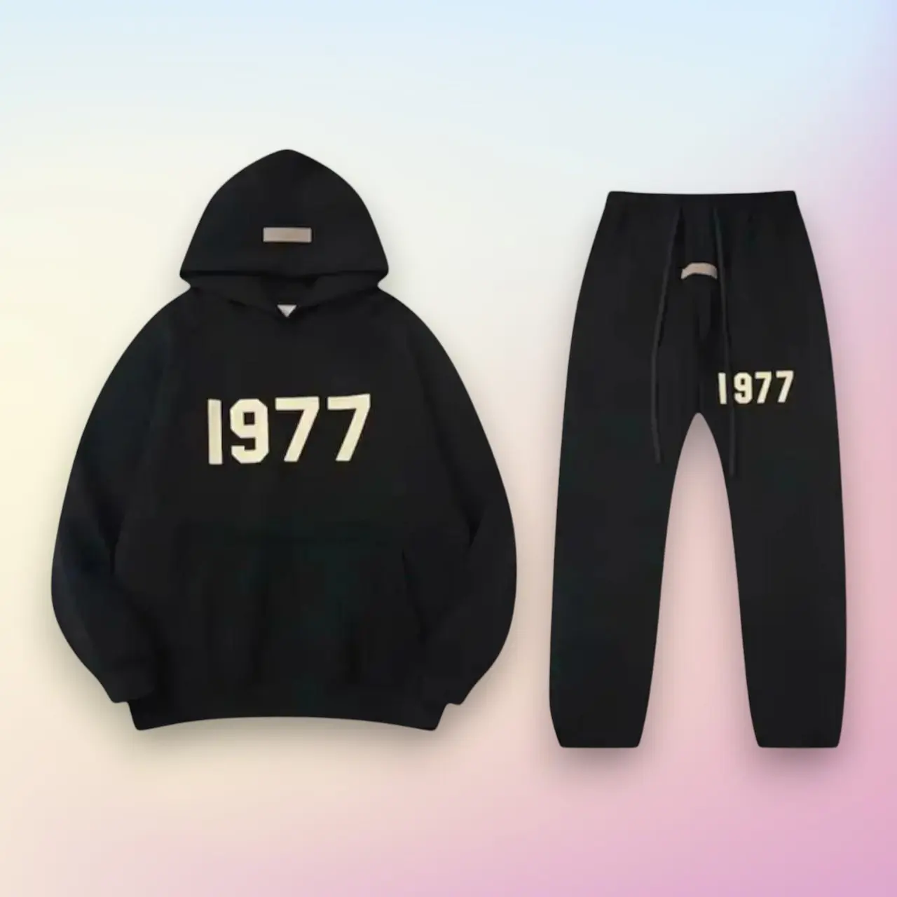 1977 Essential Hoodie & Sweatpants Set, Matching 2-Piece Tracksuit, Unisex Streetwear Outfit, Pullover Sweatshirt & Jogger Pants, Casual Loungewear Gift