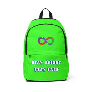 Autism Safety Backpack | Neon Green Stay Bright Stay Safe
