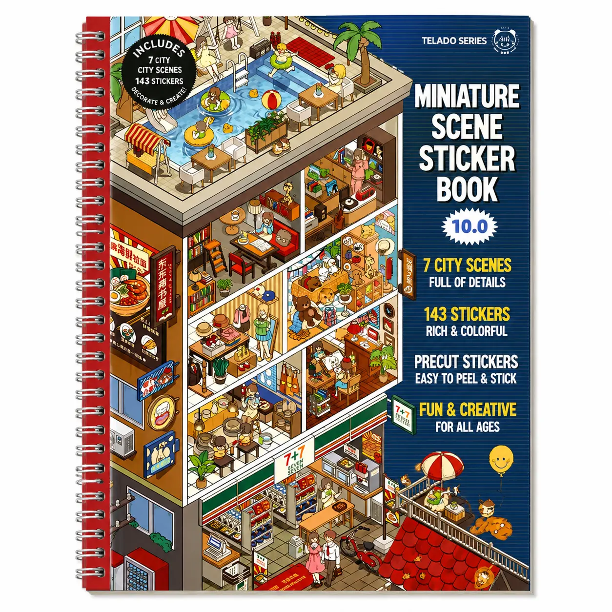 3D Miniature Scenes Stickers Book, Layered Diorama DIY Kit with Aesthetic Stickers for Journaling & Scrapbooking
