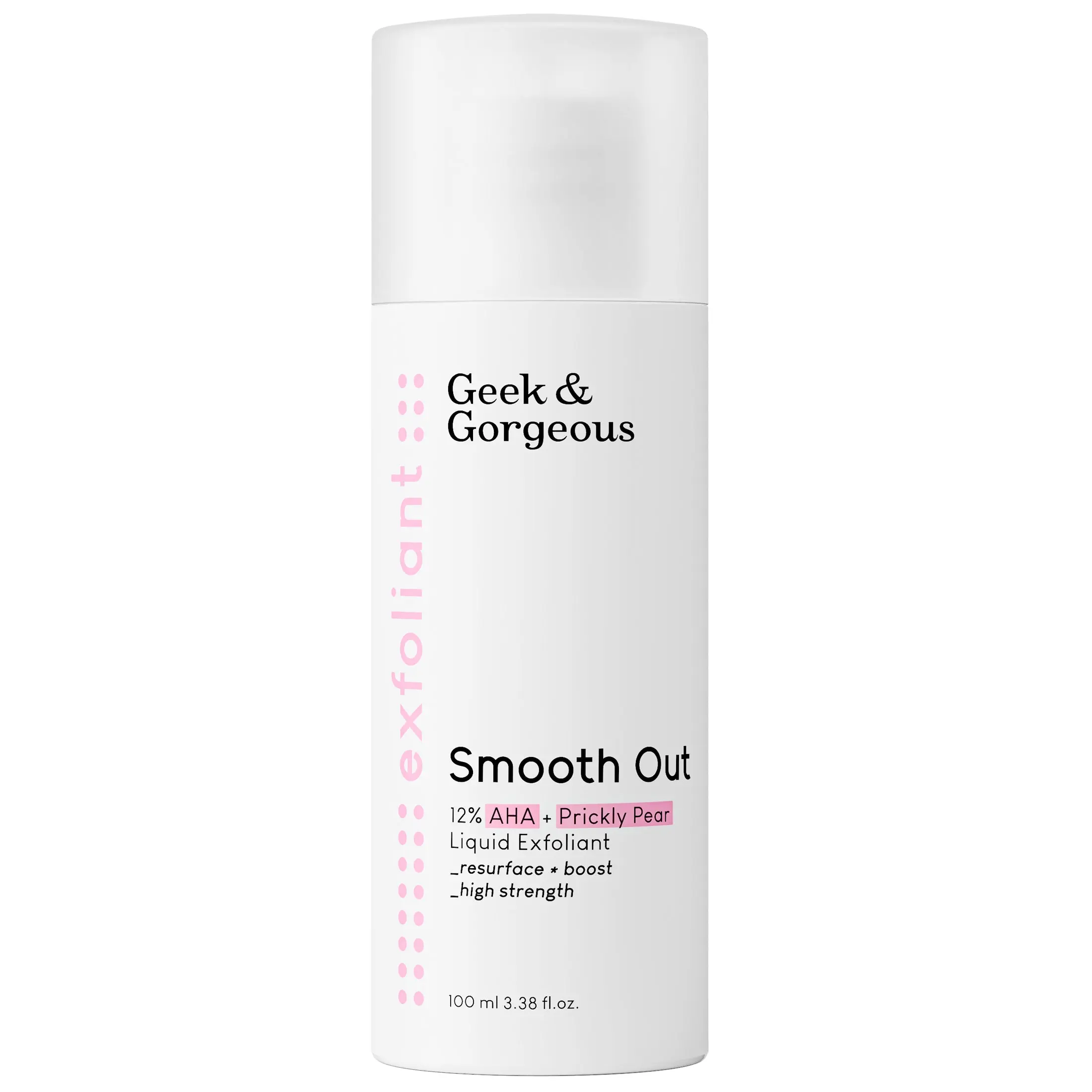 GEEK & GORGEOUS Smooth Out 12% AHA Brightening Serum with Glycolic & Lactic Acid, Vegan Liquid Exfoliant for Hyperpigmentation Treatment & Glow Up, 1 oz, Gluten Free