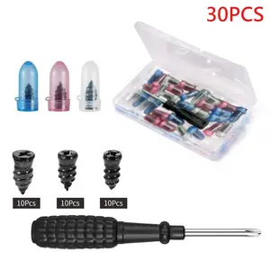 Puncture Repair Kit for Car Vacuum Tire Repair Screws Tire Rubber Screw Nails+ Tool Set W/Box Quick Repair  for Tire Plug