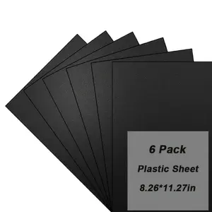 6 Pack Black Plastic Sheets, 8.26×11.69 in Flexible High Tensile Plastic Sheets. Black Plastic Panel for DIY Materials Handicrafts Home Decoration.