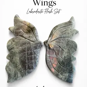Lela's GemStoneZ Labradorite Butterfly Wings Transformation Crystal Set Flash Pink Gold Hand Carved Growth Rebirth Evolution