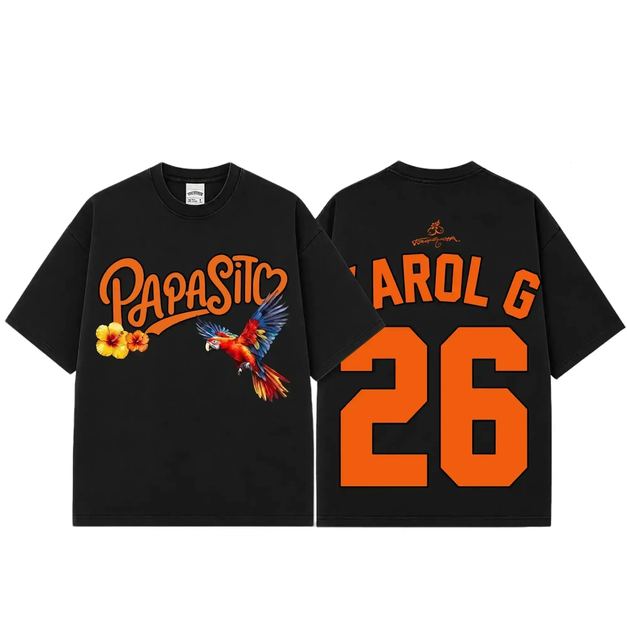 La Bichota Latin Pop Fan Tee, Papasito Tropitour 2026 Graphic Premium Cotton T-Shirt, Orange Jersey Style Concert Shirt