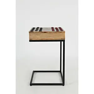 Global Archive Handcrafted Chess Board C-Table - Casual Compact C-Table Design Indoor Furniture, Decorative Accent Home Piece, Easy to Position with Natural Textures and Variations