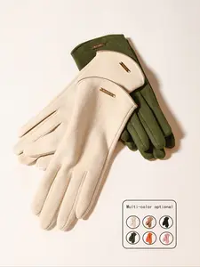 1pcs Women's Fingerless Touchscreen Gloves Riding Gloves for Cycling, Fleece-Lined Windproof Warm Hand Protection, Ideal for Autumn & Winter