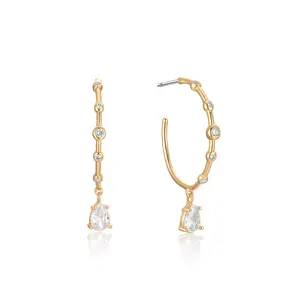 Delicate Crystal Charm Hoop Earrings