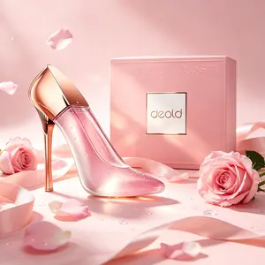 Deold Women Perfume - High-heeled shoes in rose gold design，Rose fragrance note，Long-lasting fragrance, elegant perfume gift box, ideal gift choice, floral scent perfume with enduring aroma